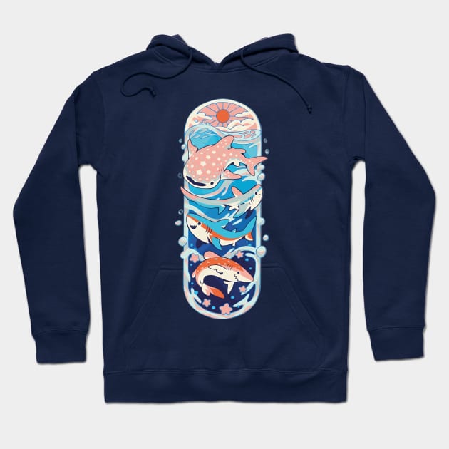 Oceanic Paradise: Sun, Sea, and 4 Types of Sharks Hoodie by ConnectingtoNature